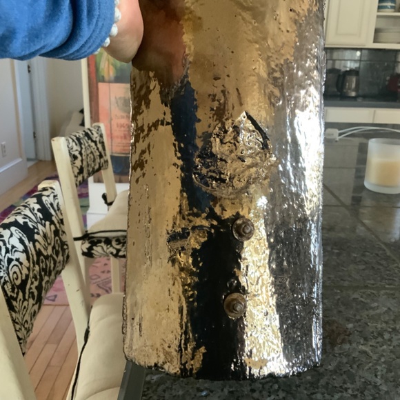 ANTHROPOLOGIE ceramic candle holder /bronzed glaze/rustic/New/18” high - Picture 6 of 7